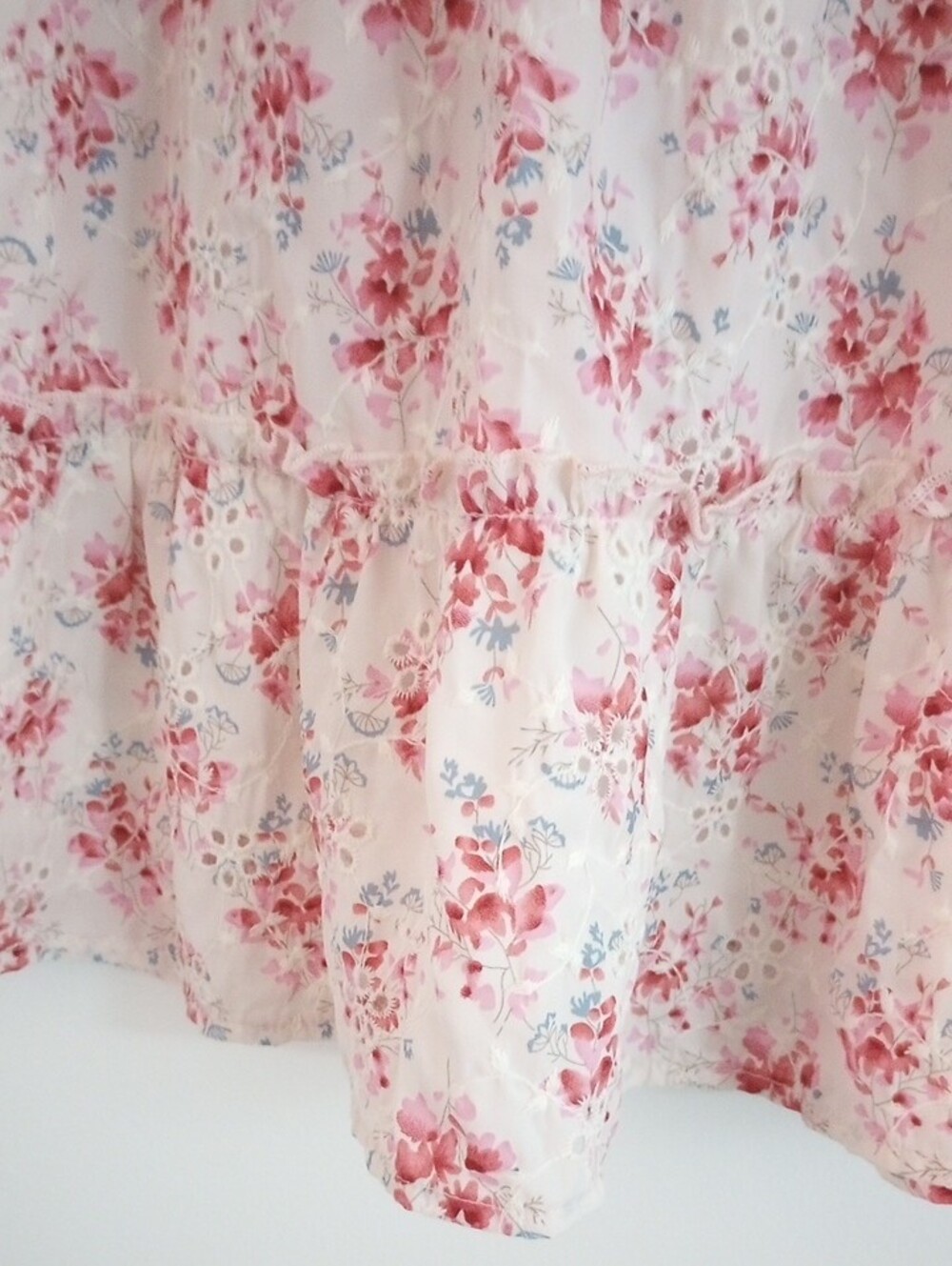 Sweet Lemon Floral Smocked Dress Cottagecore Eyelet Cream Pink Size S - Picture 4 of 11